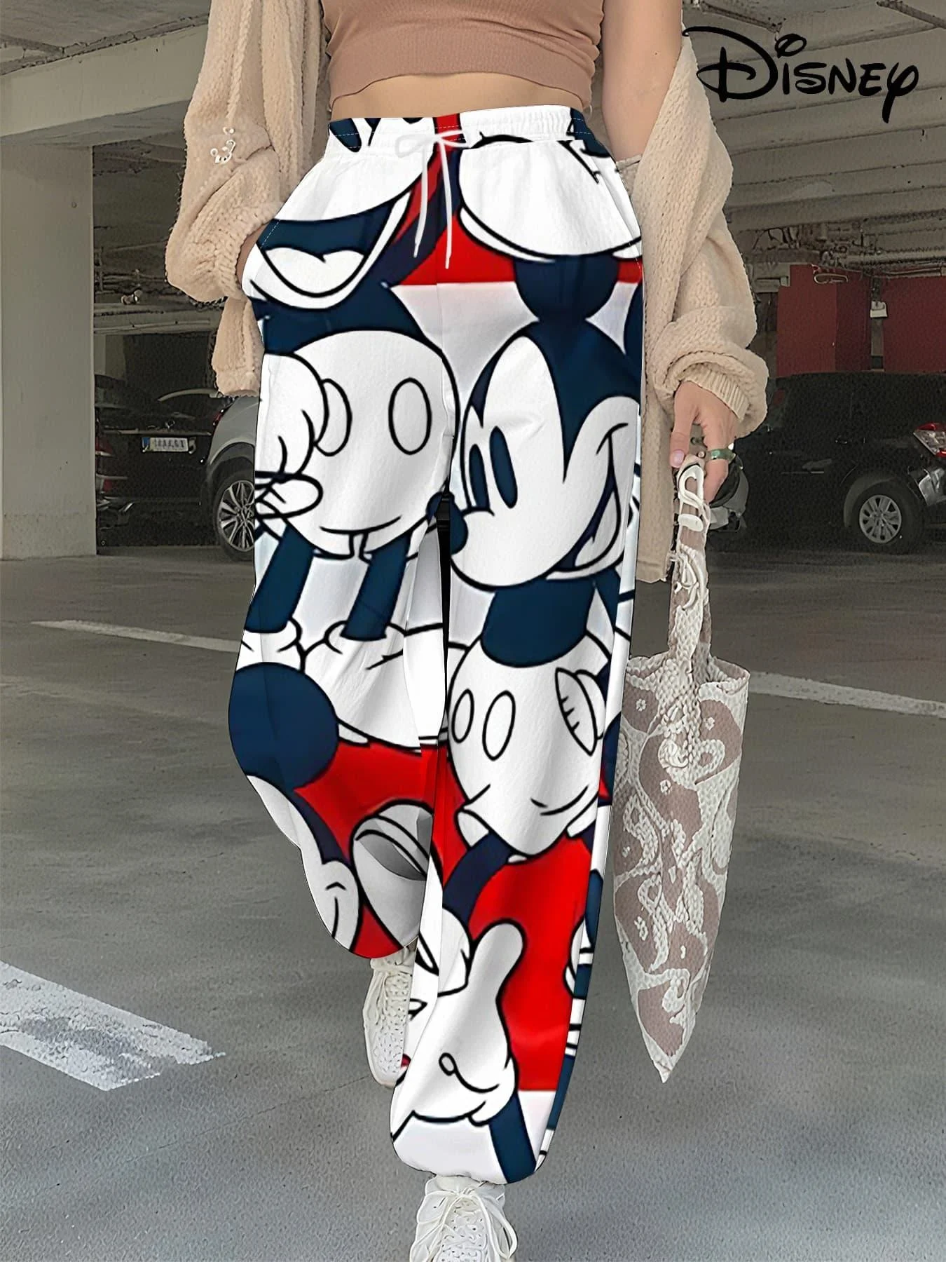 Disney Cartoon Mary Cat Mickey Minnie Series Street Primavera e Autunno Style Leg Binding Pants Bestseller per adulti da donna oversize