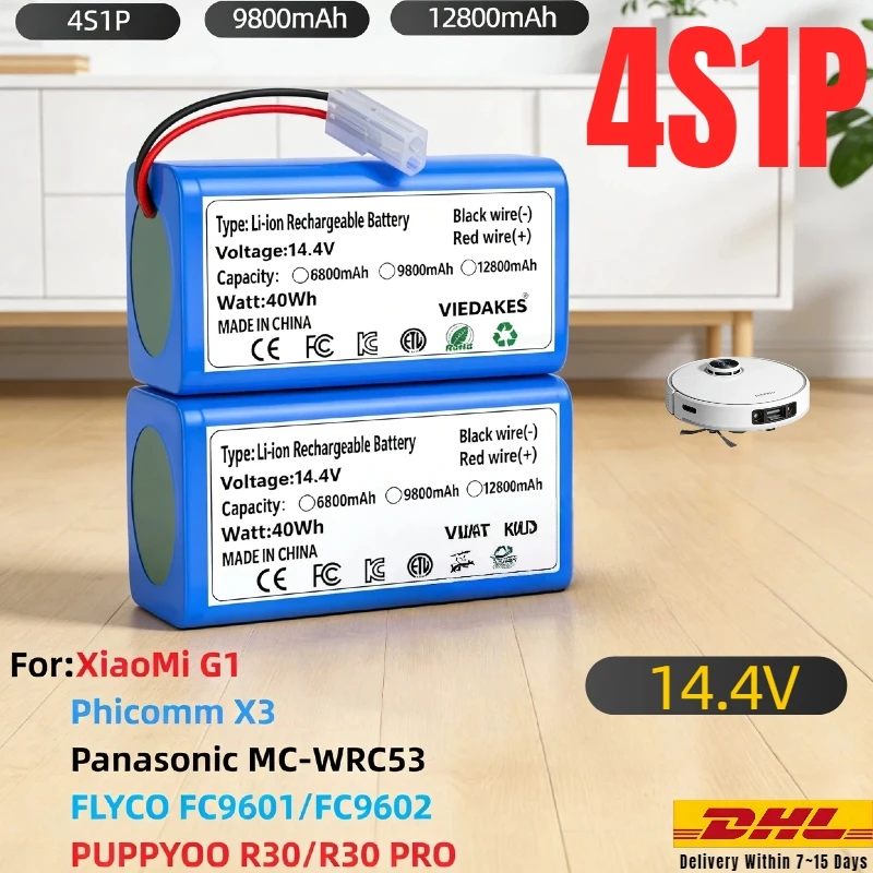 

14.4V 6800mAh Spare Battery Pack For XIAOMI MIJIA G1 MJSTG1 Vacuum-Mop Essential SKV4136GL H18650CH R30 R35