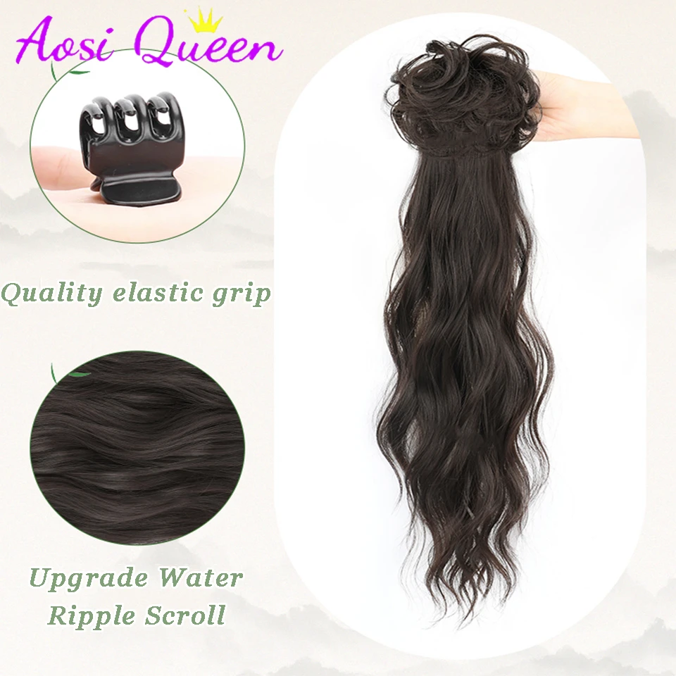 Synthetic New Chinese Style Claw Clip Long Curly Ponytail Natural Fluffy Can Be Tied Ancient Style Hanfu Cheongsam Ponytail Wig