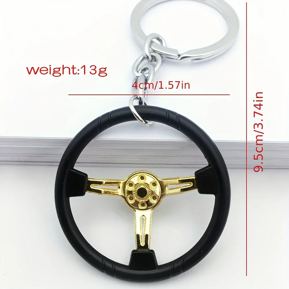 Creative Simulation Racing Steering Wheel Keychain Metal Modified Car Keyring For Men Waist Buckle Motorcycle Club Souvenir Gift