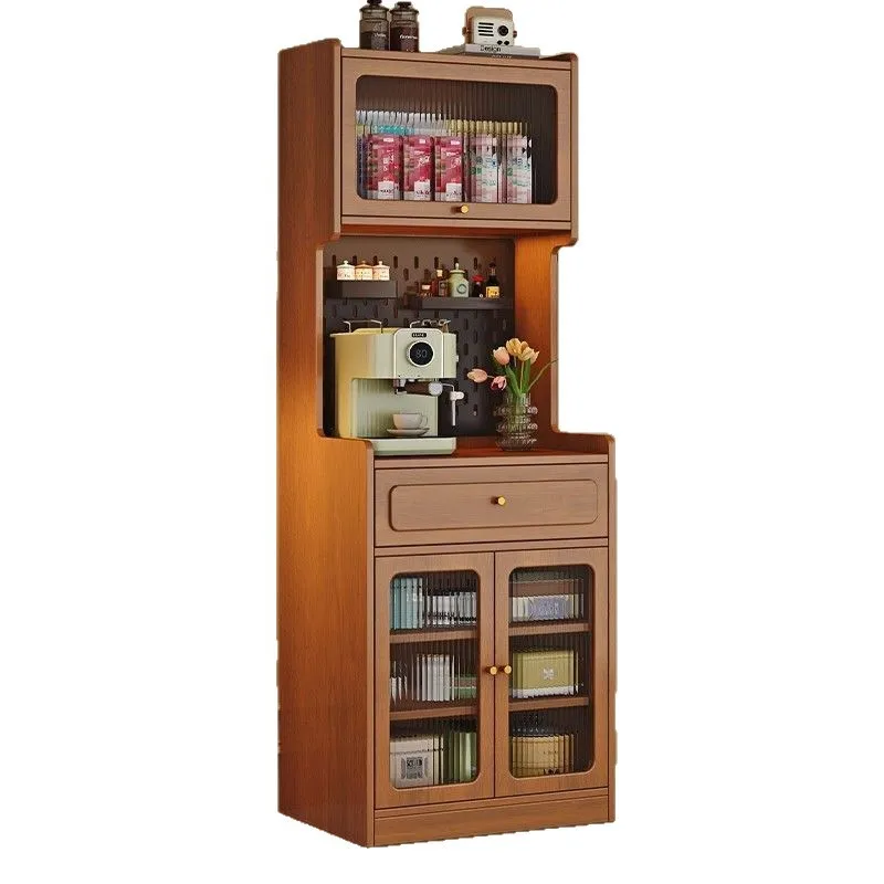 

Nordic solid wood dining side cabinet integrated small apartment simple kitchen hole board storage locker against wall simple