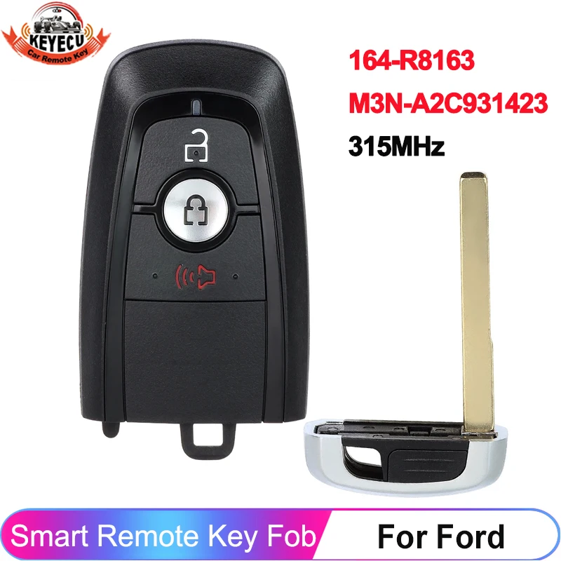 

KEYECU M3N-A2C931423 3 Buttons For Ford Bronco Edge Ecosport Explorer F150 F250 F350 Fusion Ranger Maverick Smart Fob Remote Key