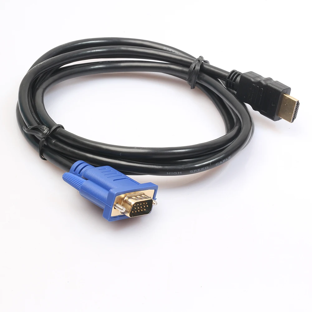 Nuevo adaptador HDMI compatible con macho dorado a VGA HD macho de 15 pines Cable convertidor 1080P para línea de iPhone HP DellHuawei