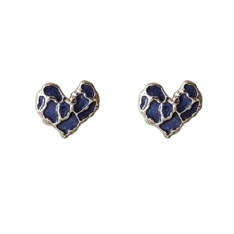 Mihan Modern Jewelry Blue Heart Earrings 925 Silver Needle Cool Sweet Korean Temperament Love Stud Earrings For Women Wholesale