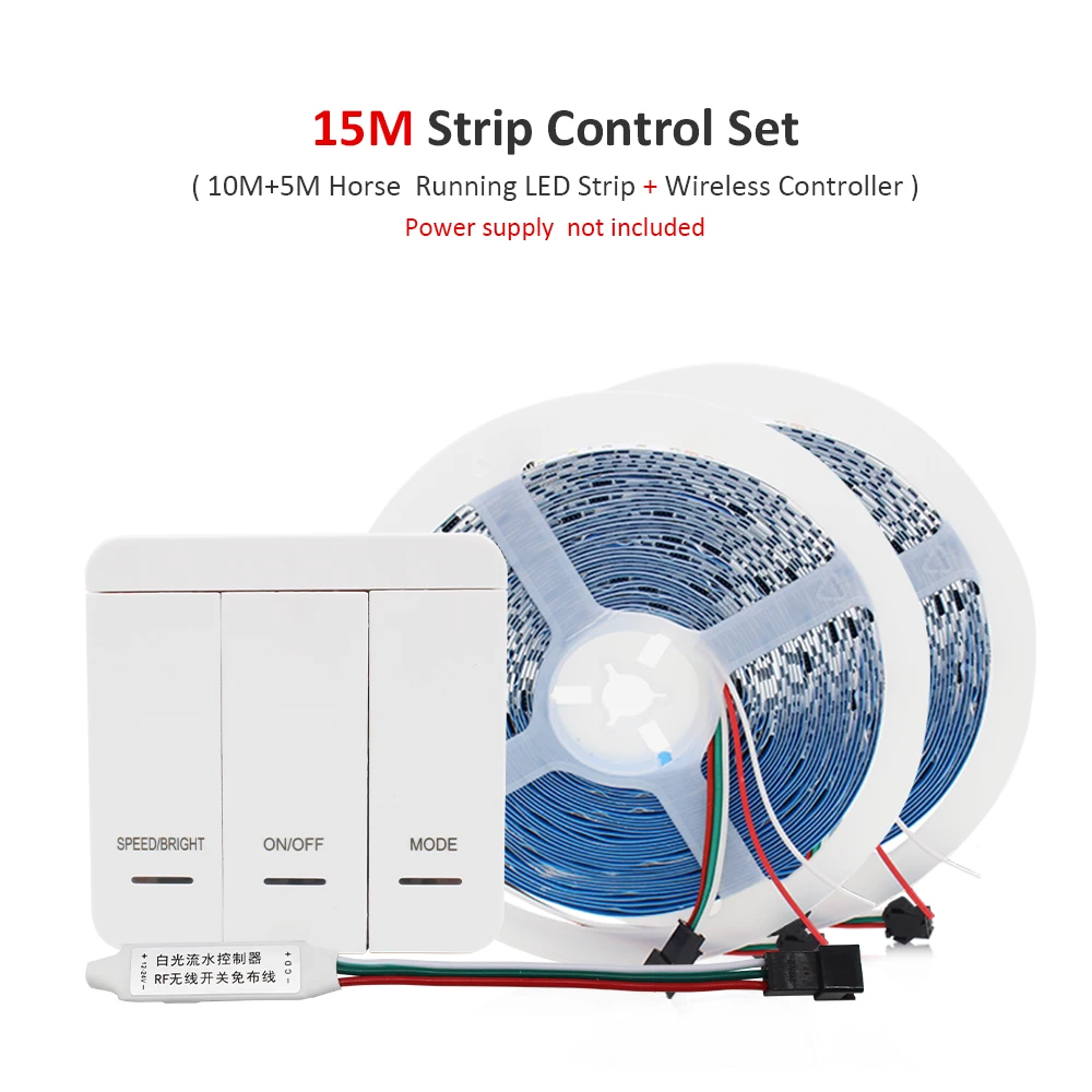 DC24V 10M WS2811 Pferderennen-LED-Streifen 2835 120 LEDs/m fließendes Wasser fließendes Licht mit kabellosem Controller Kaltes natürliches Warmweiß