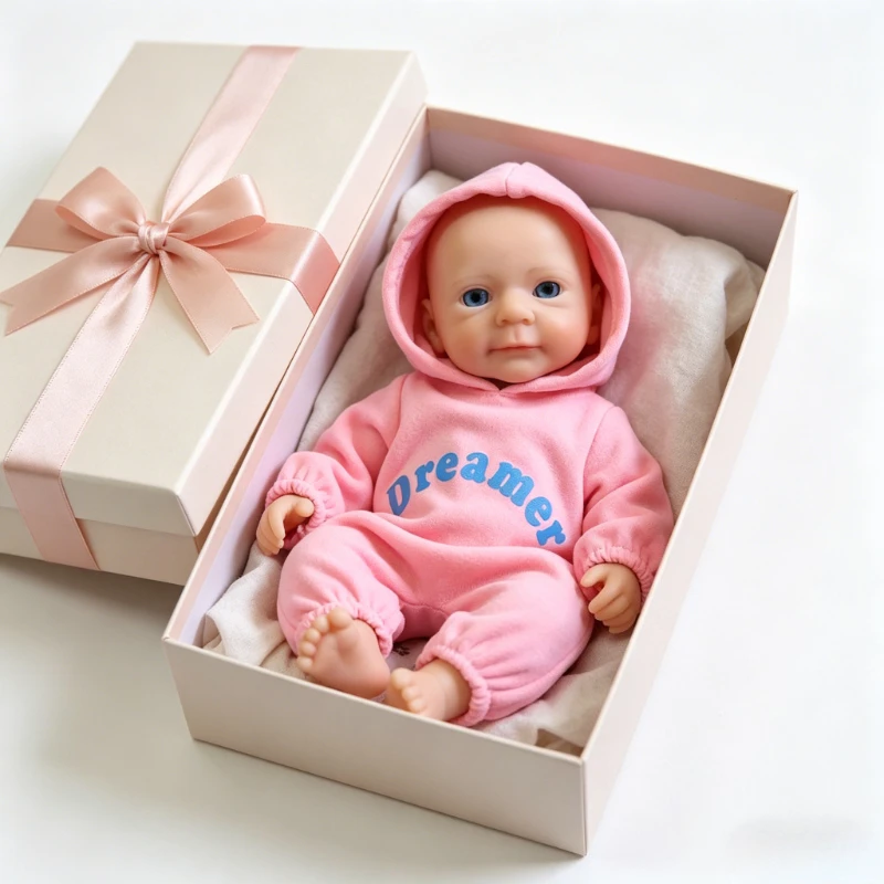 

30cm Blue Eyes Felicia in Soft Full Silicone Body Bald Head Anti Stress Baby Girl Doll