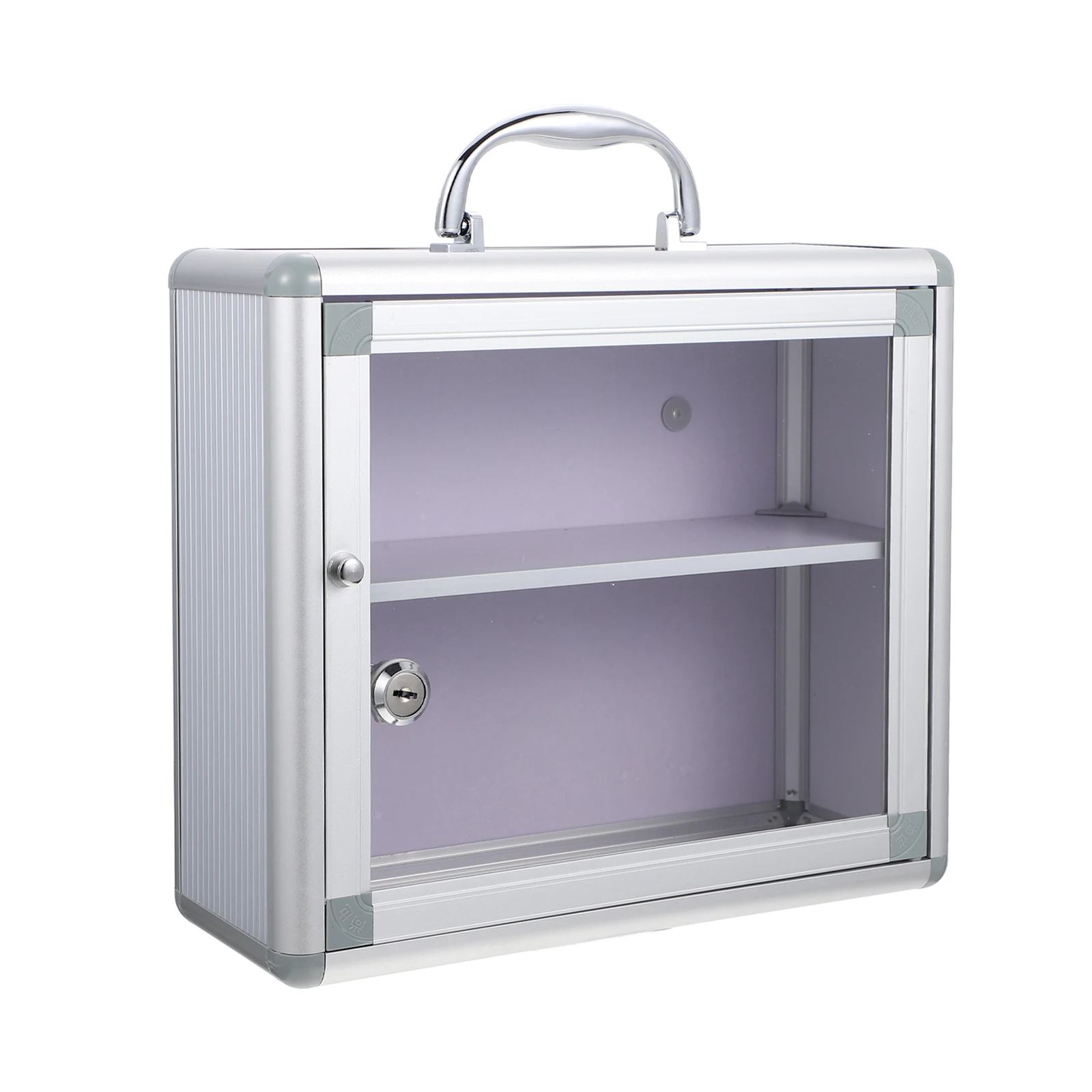 

1 set 1 Set Durable Medicine Storage Box Large Capacity Lockable Household Container With Handle Wall Mounted Design Portable