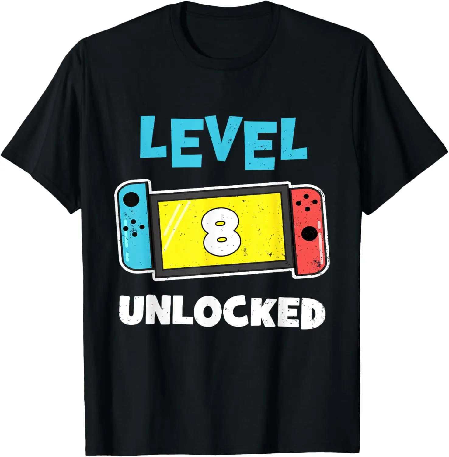 Level 8 Unlocked Gamer 8th Birthday Video Game Lovers T-Shirt Ventilate Men Shirts Adult Clothing Tees Streetwear