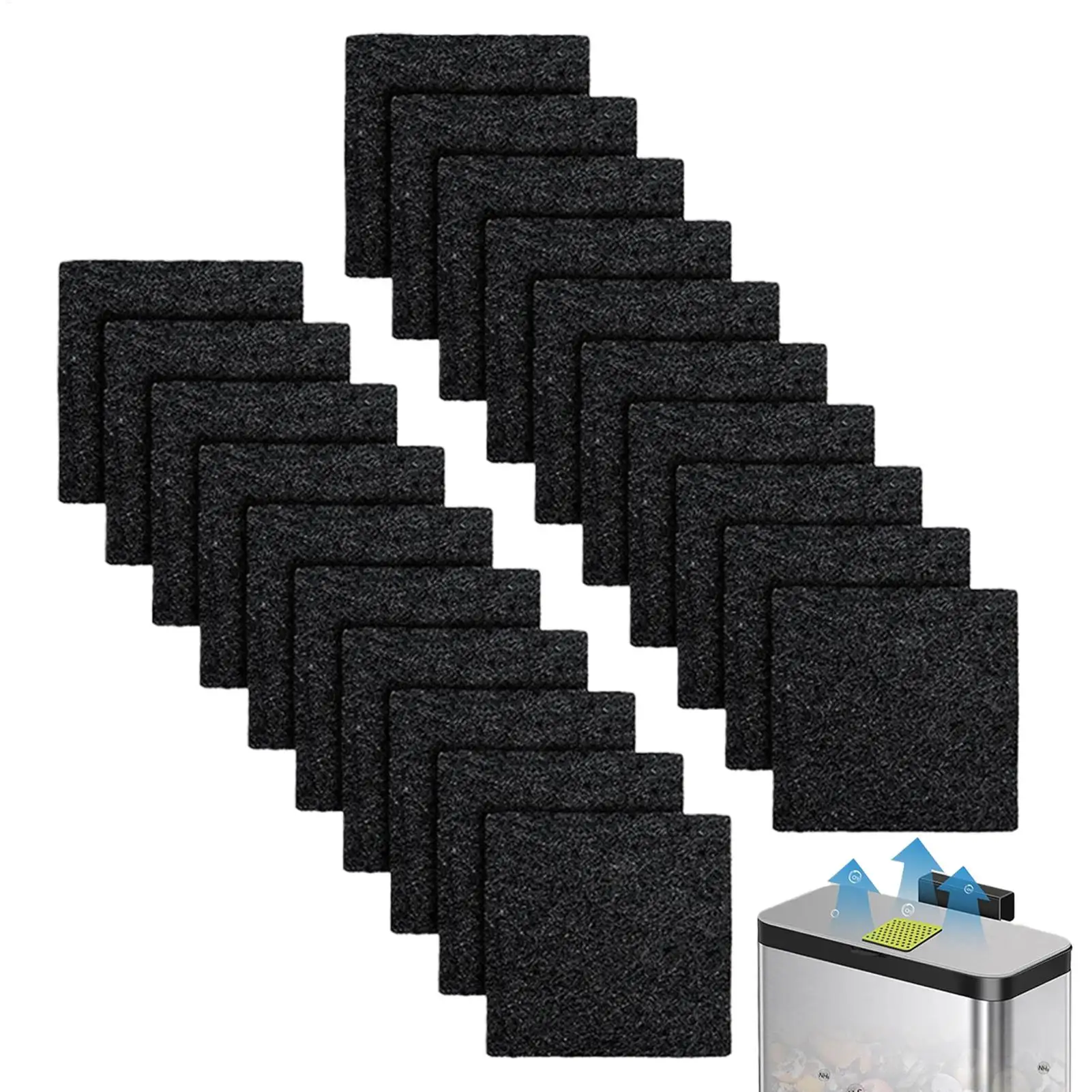 20Pcs Replacements Trash Can Odor Absorbing Filter Activated Charcoal Adhesive Eliminator for Indoor Outdoor Home Kitchen