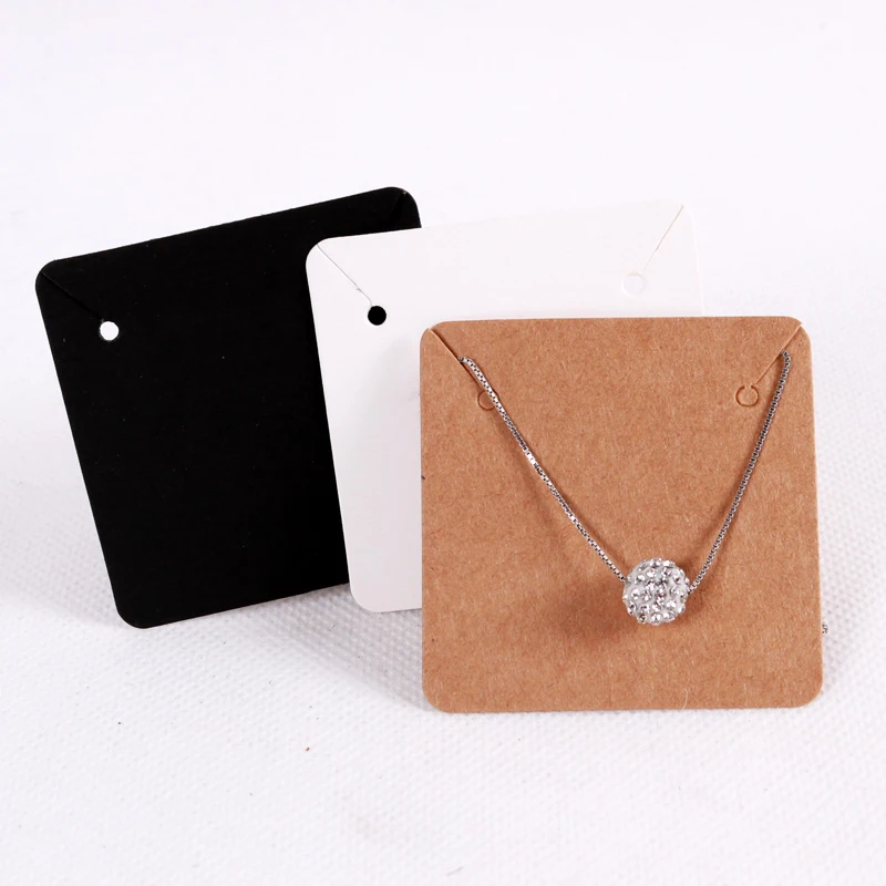 

5*5cm 100pcs/lot Necklace Display Card Simple Modern Pure Color Jewelry Necklace Card Custom Logo Eco-friendly Showcase Cards