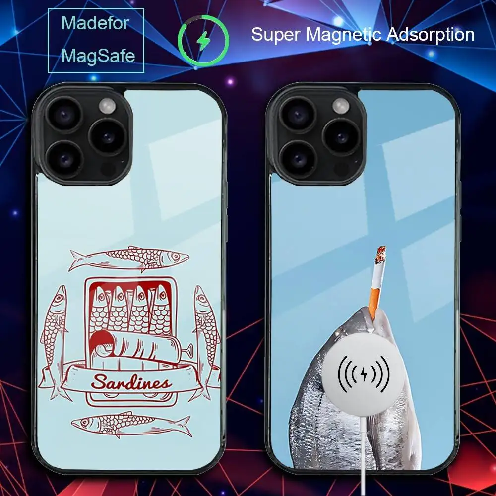 

Чехол для телефона S-Sardines Art для iPhone 17,16,15,14,13,12,11, Pro, Max, Plus, Mini, SE4, E с магнитной беспроводной зарядкой Magsafe