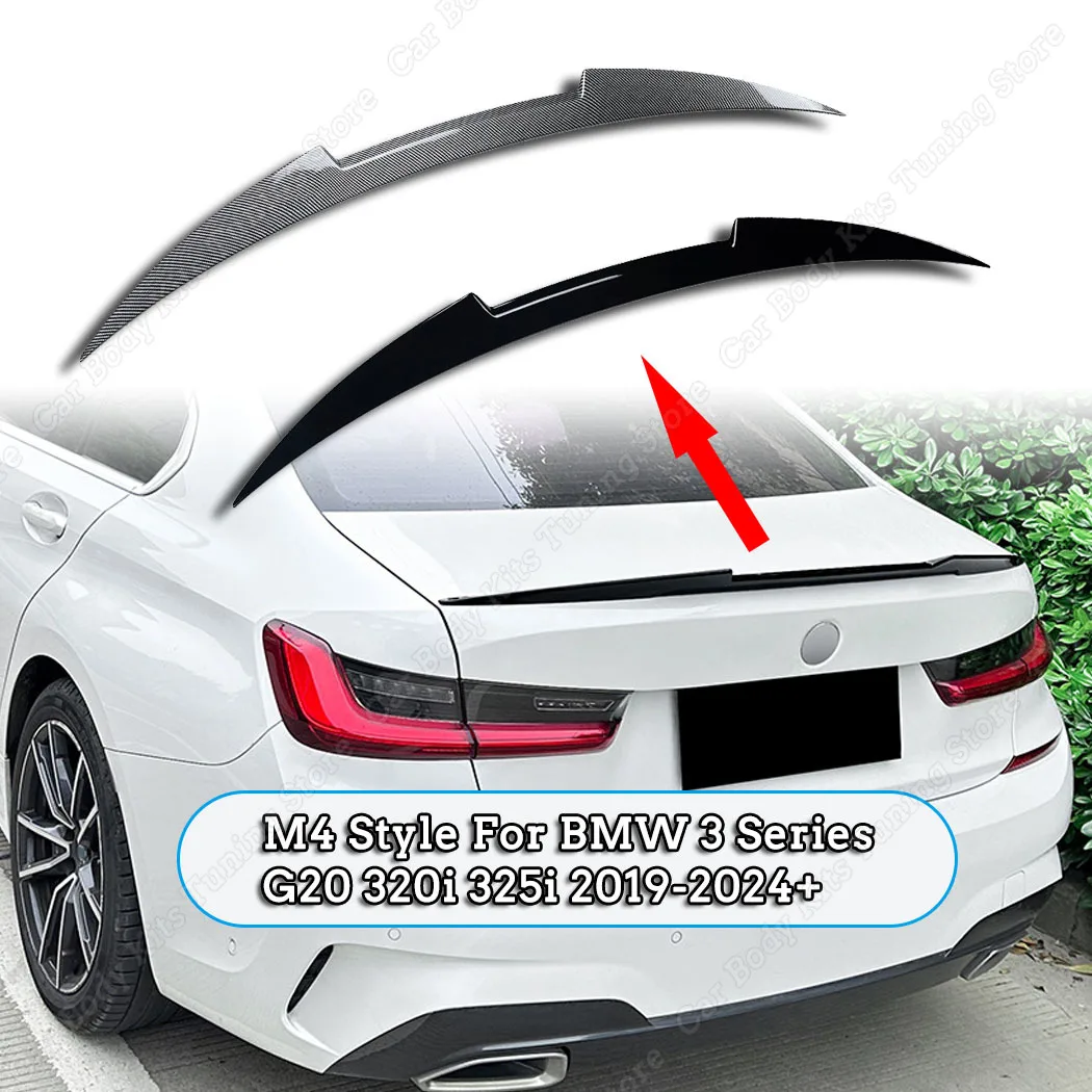 

M4 Style For BMW 3 Series G20 320i 325i 2019-2024+ Car Rear Trunk Lid Spoiler Wing Exterior Decoration Body Kit Gloss Black ABS