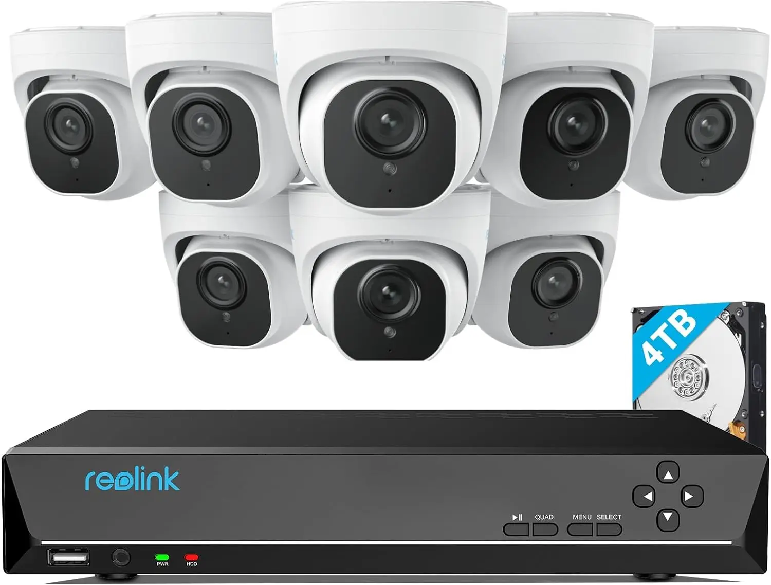 

4K Security Camera System Wired, 8pcs H.265 Dome 4K PoE Cameras for Home Security Outdoors,