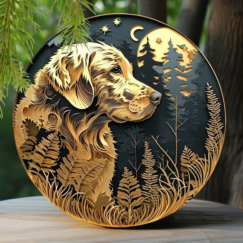 

1pc 8x8 Inch Spring Aluminum Metal Sign, Faux Foil Stamping Papercut Art Painting Round Wreath Decorative Sign Apartment Decor