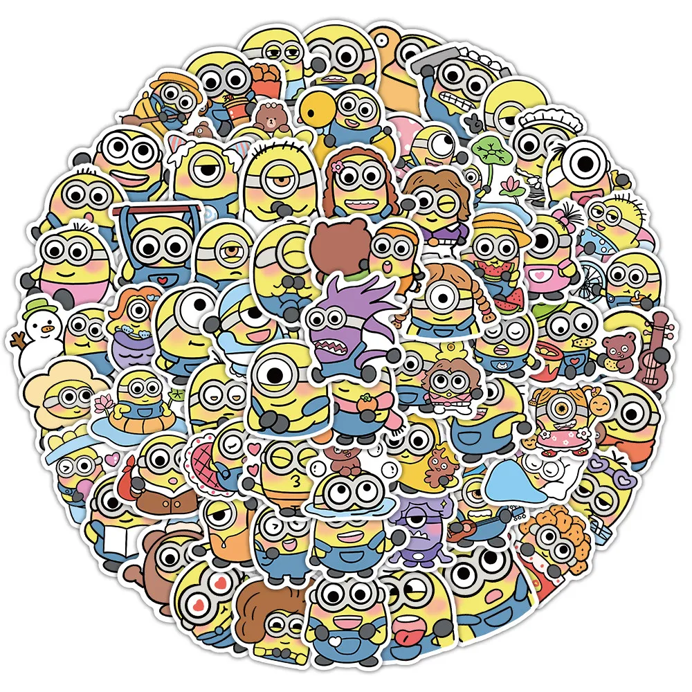 مجموعة ملصقات مينيونز مكونة من 102 قطعة - ديكور كرتوني لطيف للمجلة والكمبيوتر المحمول ومحبي الحقير