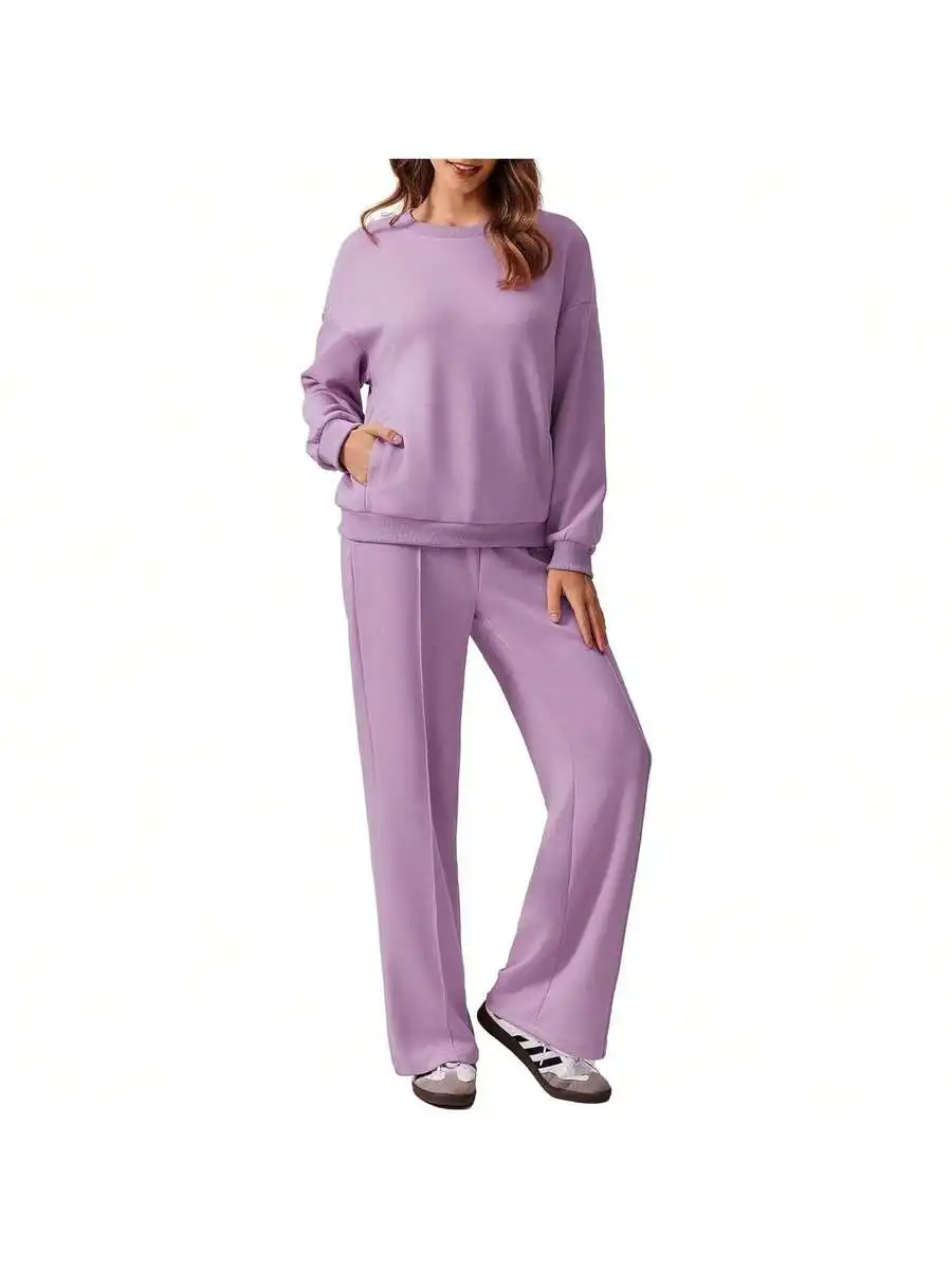 

Womens 2 Piece Set Long Sleeve Sweatshirt And Straight Leg Pants Casual Lounge Outfit