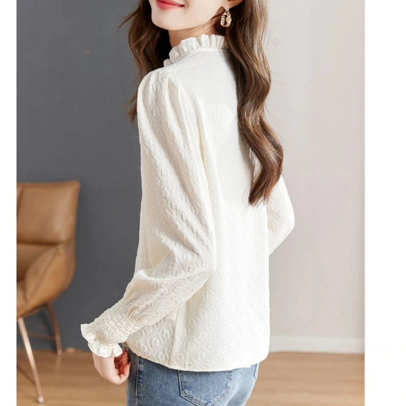 

Универсальная элегантная рубашка на пуговицах с цветочным принтом, топы с длинным рукавом и круглым вырезом, молодежная модная блузка, новая весенне-осенняя офисная повседневная женская одежда