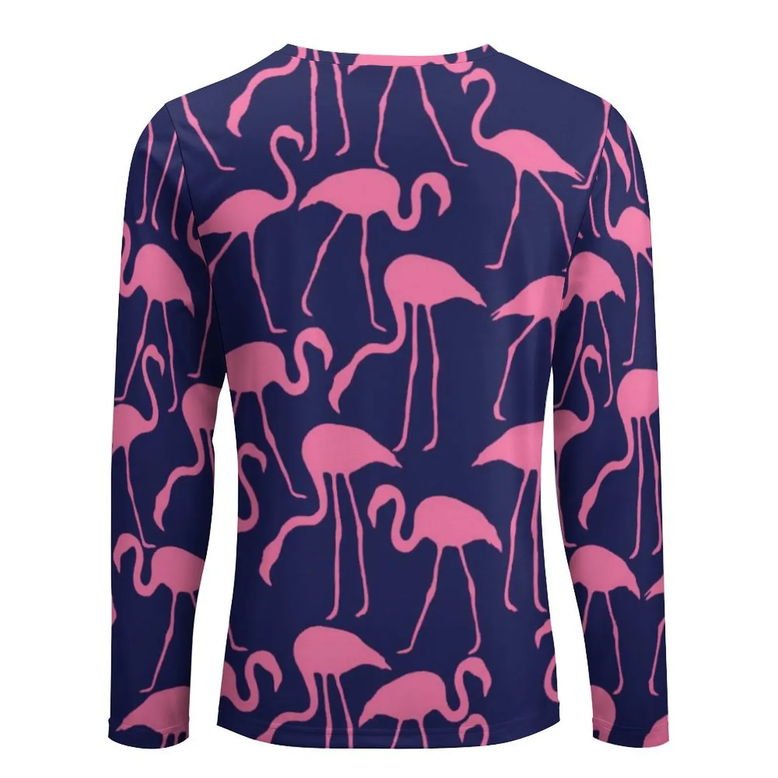 Roze Vogels Print T-shirt Flamingo Patroon Harajuku T-shirts Met Zak Lange Mouw T-shirt Lente Casual Oversize Top Tees