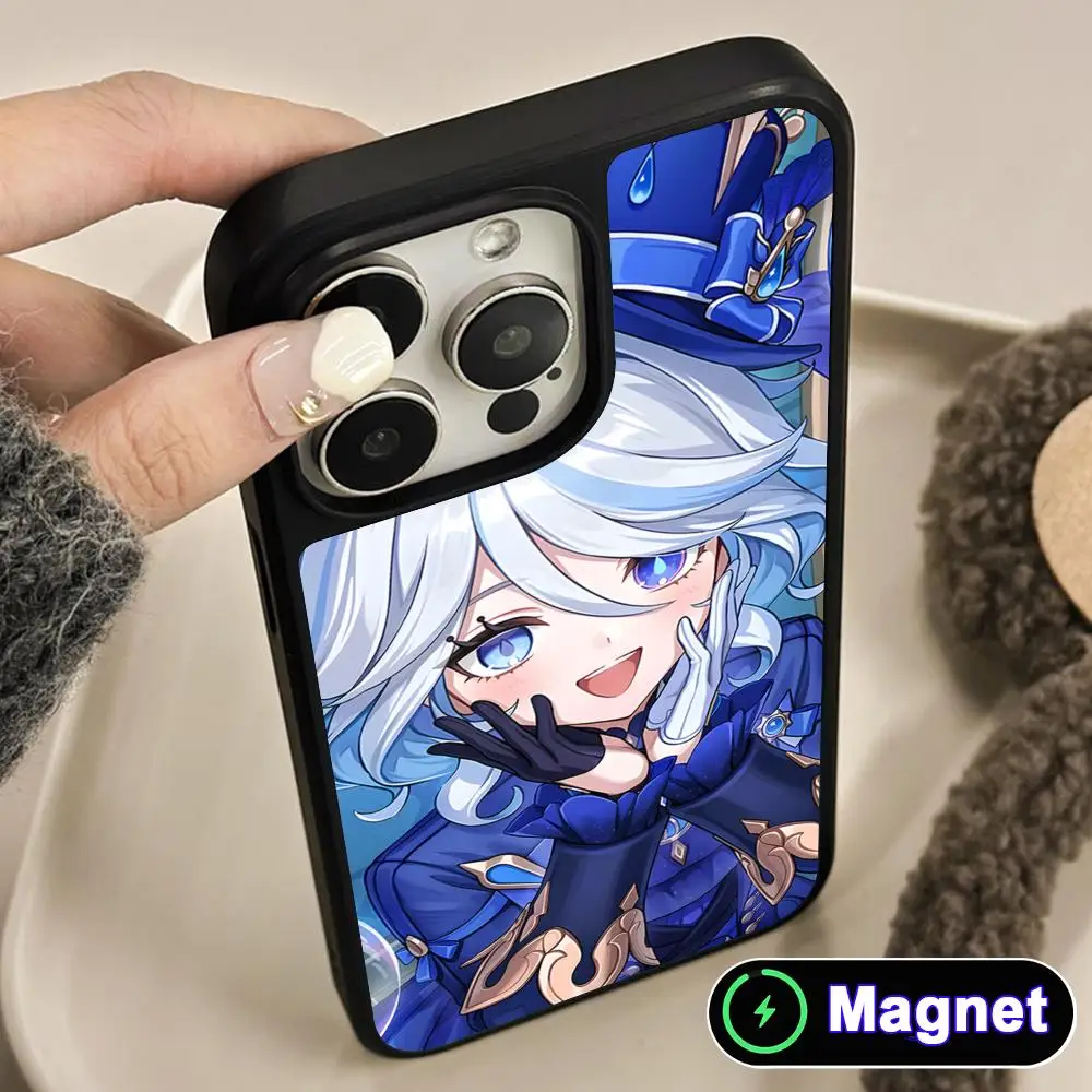 

Game GI Furina Phone Case for iPhone 17 16 15 14 13 12 11 Air Pro Max Plus Matte Surface Magnet Cover