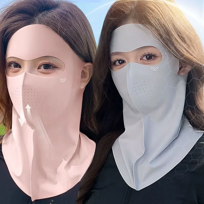 

New Unisex Fashion Ice Silk Sun Protection Mask Full Face UPF50+ Anti-UV Neck Scarf Breathable Sunshade Face Mask Cycling