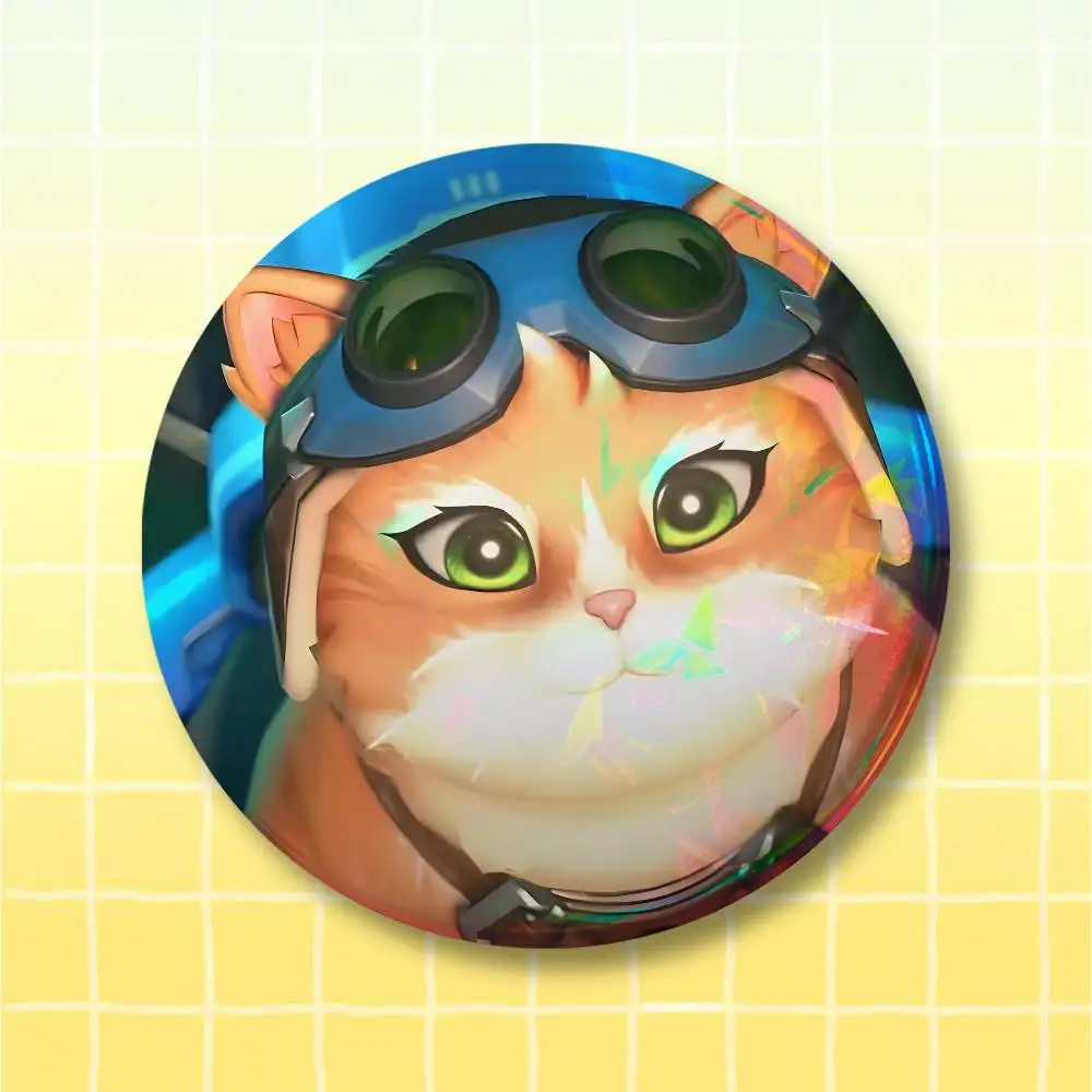 J-Jetpack Cat O-Overwatch Pin Round Circle Shape Metal Button Pin Badge Pinback Decoration Gifts Clothes Decor