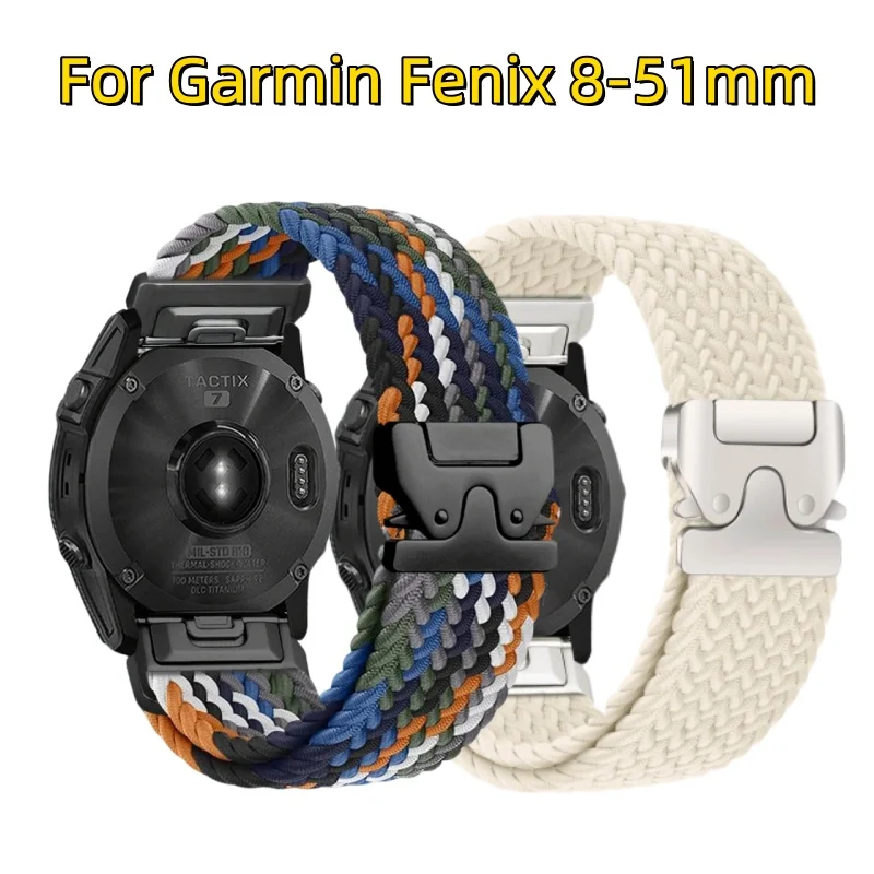 pulseira-de-laco-trancado-buskoz-20-22-26mm-para-garmin-forerunner-965-970-265-165-570-com-fivela-de-paraquedas-em-nylon