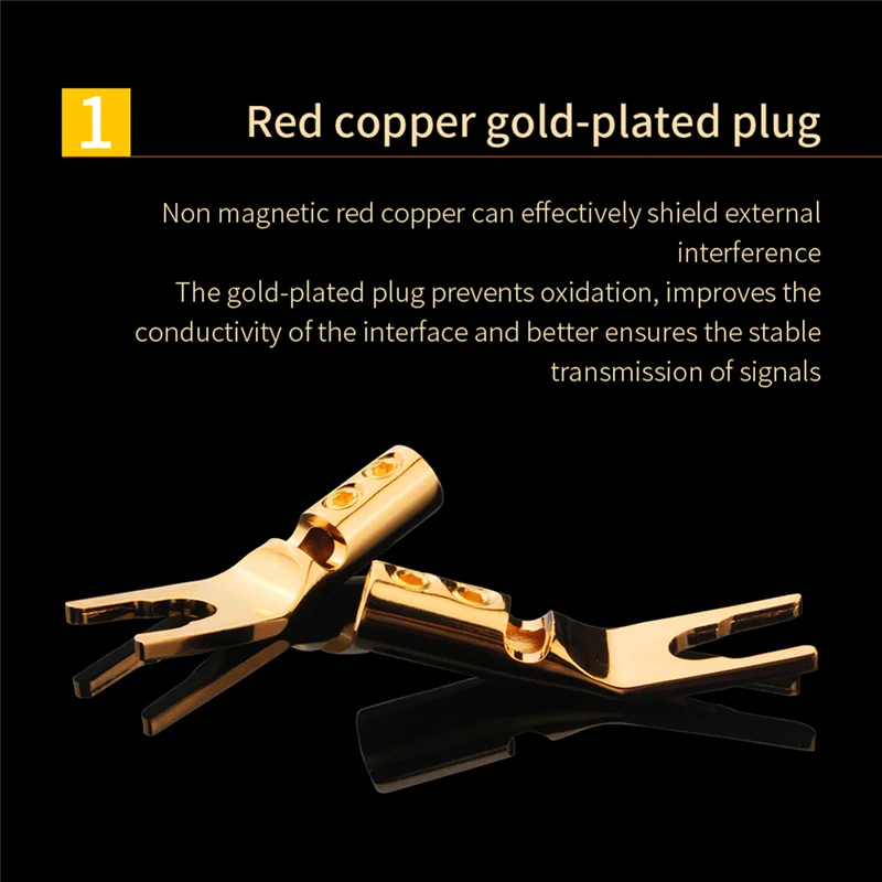 ABZZ-8PCS 하이파이 바나나 Y 스페이드 U/Y 금도금 순수 구리 스크류 포크 하이파이 스피커 스페이드 커넥터 플러그 내구성 간편 설치 실
