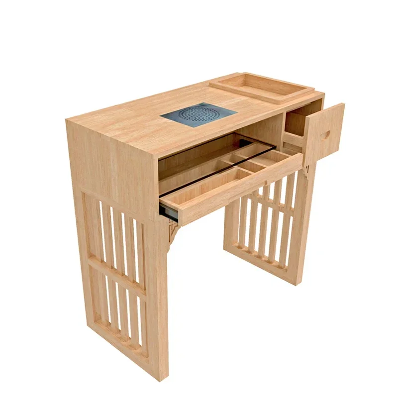 Wooden Dressing Manicure Table Modern Marble Tabletop Storage Retro Nail Tables Japanese Luxury Salon Furniture Nail Desk LLMT