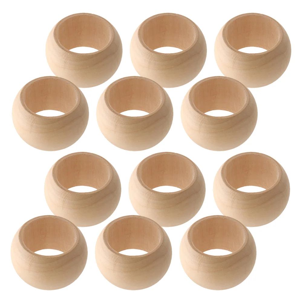 

12Pcs Wooden Napkin Rings Natural Texture Dining Table Holder Coastal Rustic Napkin Holder Holiday Party