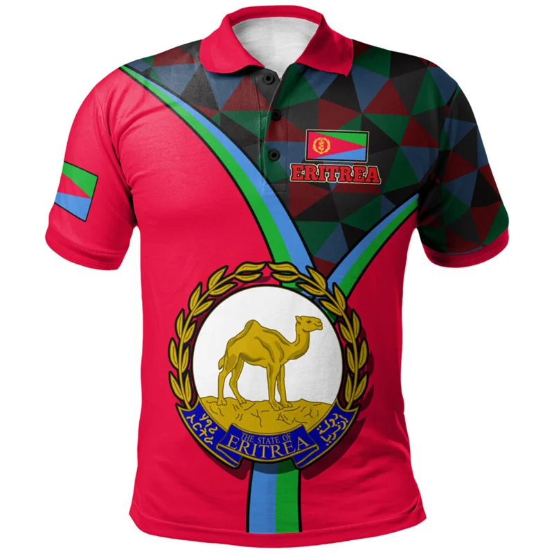 Cool New Summer 3D The Flag Of Eritrea Printing Polo Shirt ERI UNITED Emblem Graphic Men Polo Shirt Kid Fashion Y2k Top Clothing