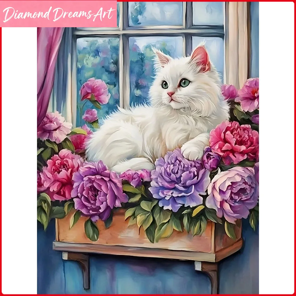 Neuheiten 2025 Diamantmalerei Katze Blume Diamant-Mosaik Tier Komplettset Dekorative Gemälde, Rahmenlos