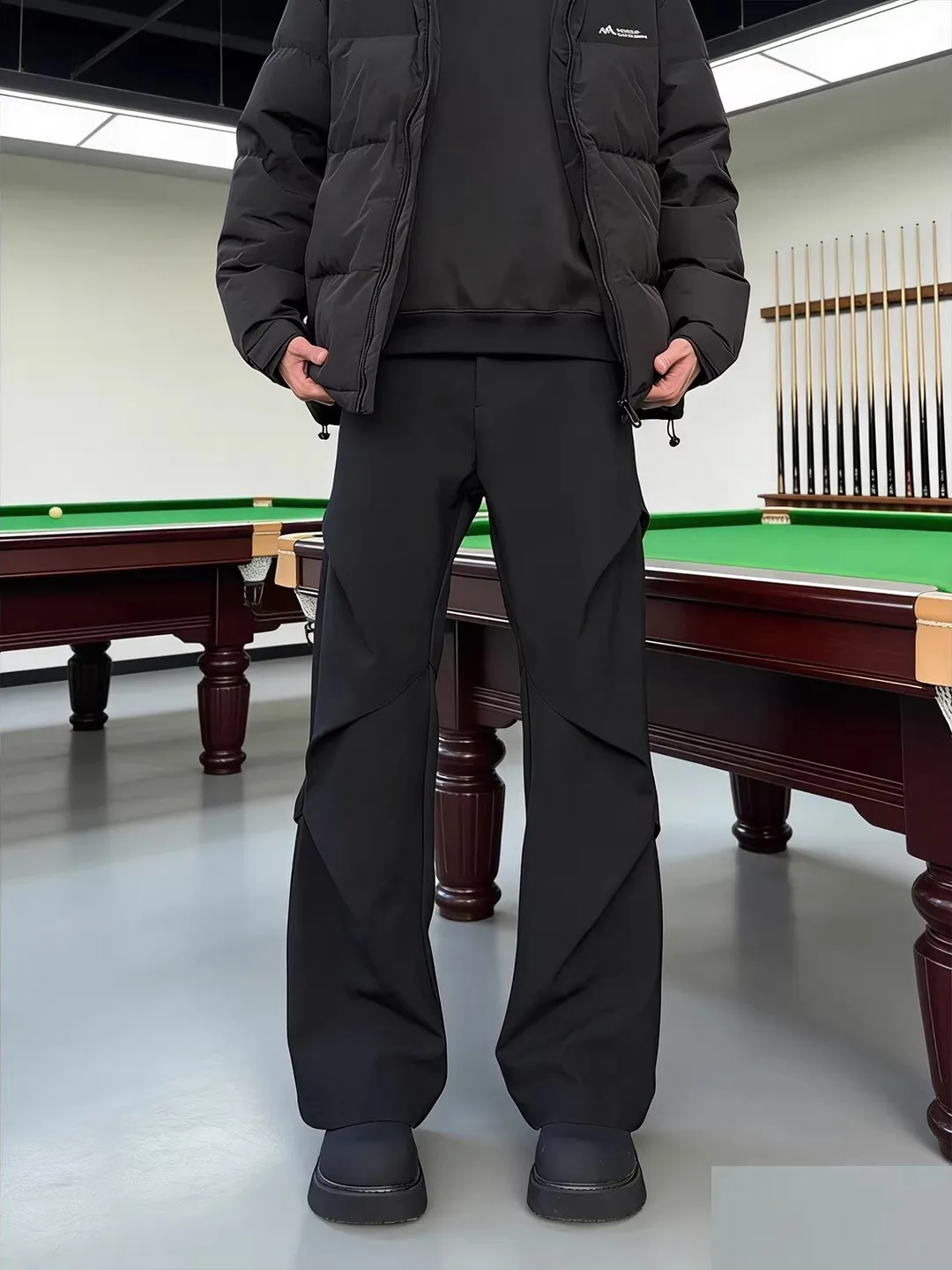 

Cleanfit Men's Bla Pleated Bell Bot Pants Autumn Winter Fce Lined Knife Casual Trousers American Sle Workwear