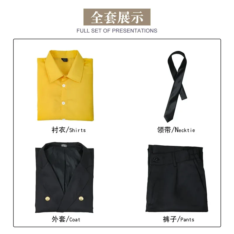 Anime One Piece Sanji Cosplay Costume Blue Yellow Shirt Suit Uniforms Full Set Halloween Party Role Play Outfit for Adult Men