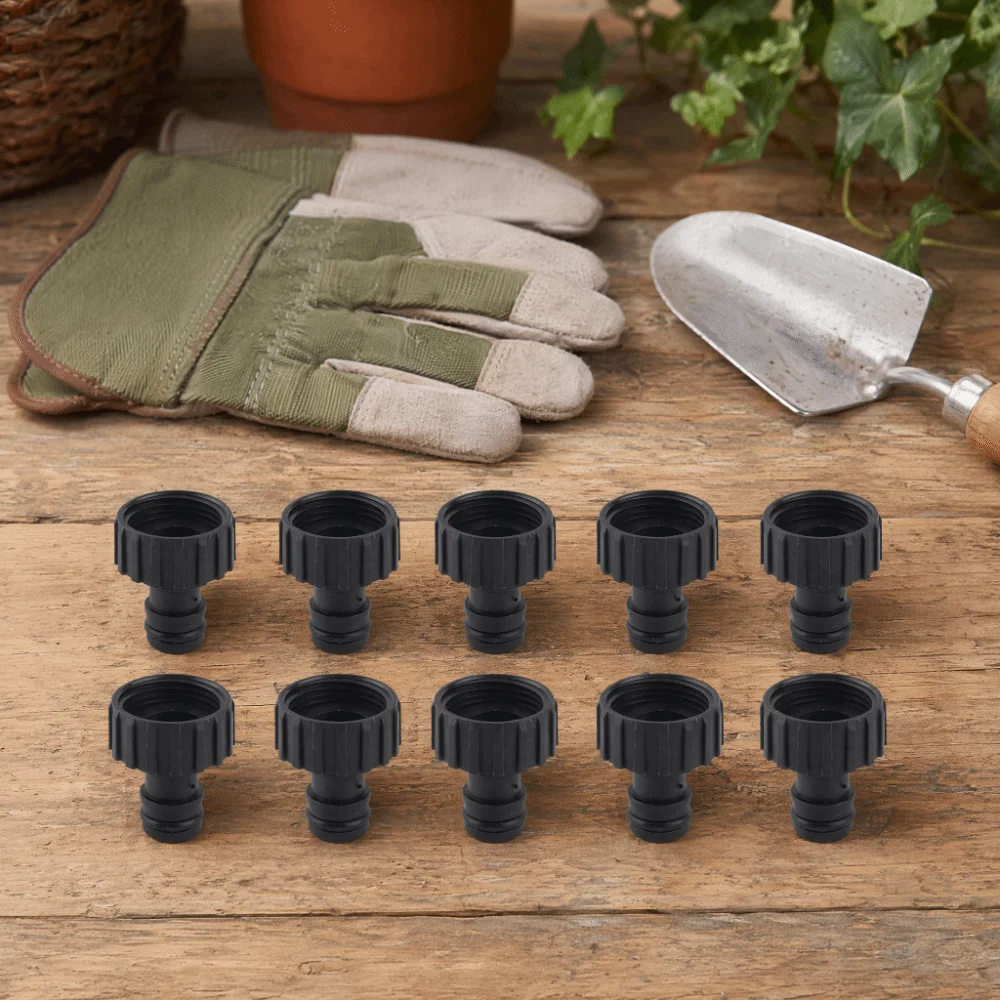 10Pcs Plastic Nipple Connector Black G3/4 Female Thread Hose Adapter Lightweight Easy To Install Stable Hose Connector
