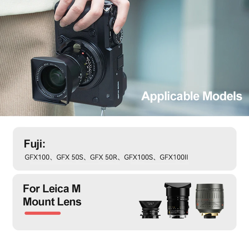 TTArtisan-anillo adaptador de lente para cámara Leica M, convertidor de lente de cámara, compatible con FUJIFILM GFX100S 50R 50S 50SII, montaje GFX100S 50SII