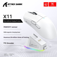 Mouse Wireless Bluetooth Attack Shark X11  Lightweight Paw3311 Gaming Office RGB Lamp Effect Magnetic Fast Charging Mouse Hot