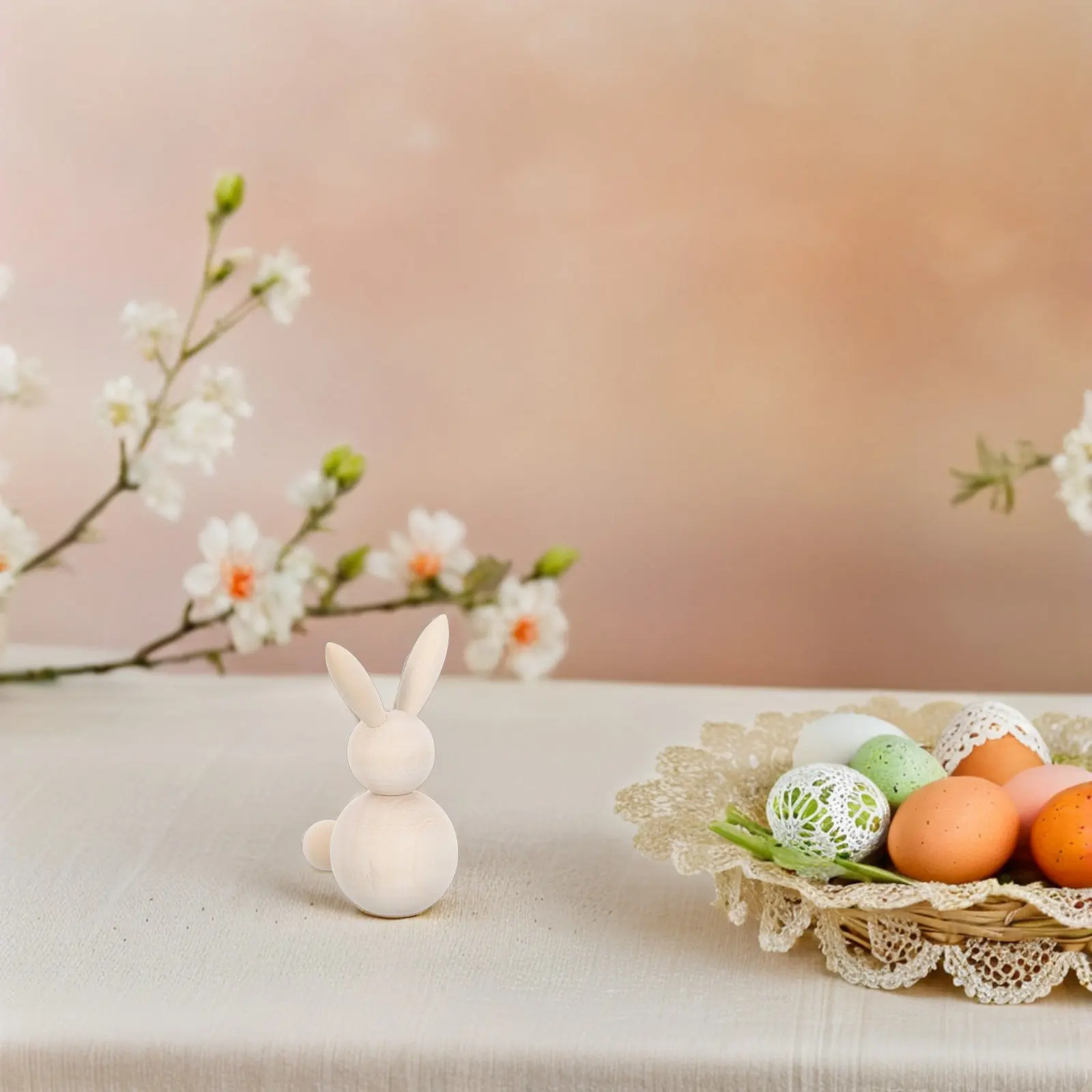 3Pcs Blank Wooden Bunny Peg Figures Natural Wood Craft Supplies for Easter DIY Painting Decorating Spring Home Decor Craft