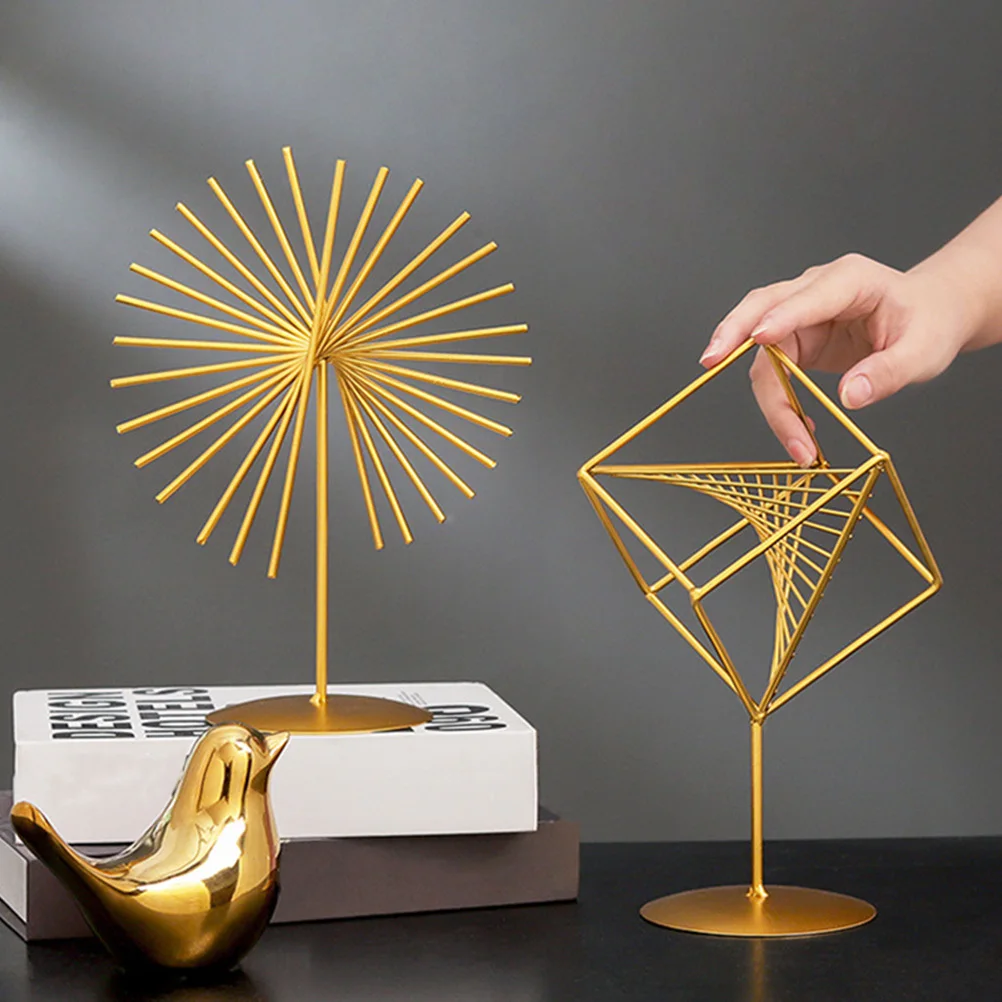 

Geometric Sculpture Ornament Iron Abstract Metal Art Decor For Home Living Room Office Desktop Bookshelf Decoration