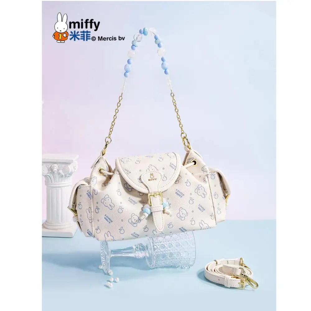 

Новая сумка через плечо Kawaii Miffy с принтом кролика Miffy, сумка на одно плечо, расширенная детская забавная сумка из бисера