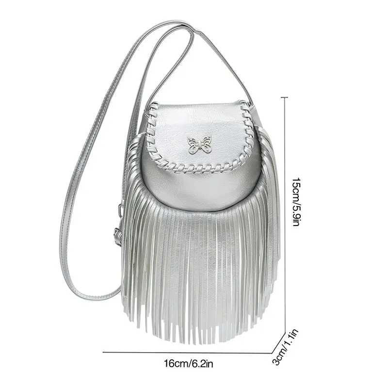 Women\'s Bag Luxury Party Shoulder Bag New Fashion Tassel Small Crossbody Bags for Women Designer Punk Style Handbags Purses Flap