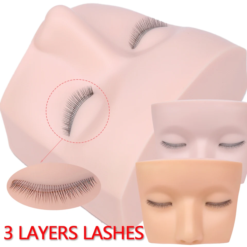 

3 Layers Lashes Training Mannequin Head Lash Extension Training Model Head Doll Face Head for Practice Grafting Lash Makeup Tool