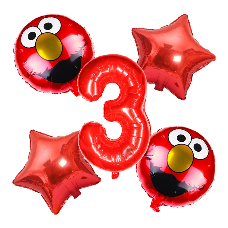 5pcs Cartoon Sesame Street Birthday Party Foil Balloons set Baby Shower Party Decorations Kids number Birthday Party Supplies