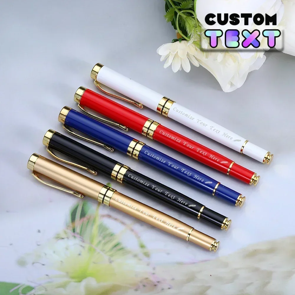 

Personalized Gold Text Engraving Fountain Pen Men Ink Gift School Supplies Stationery Luxury High Quality Writing Office Metal