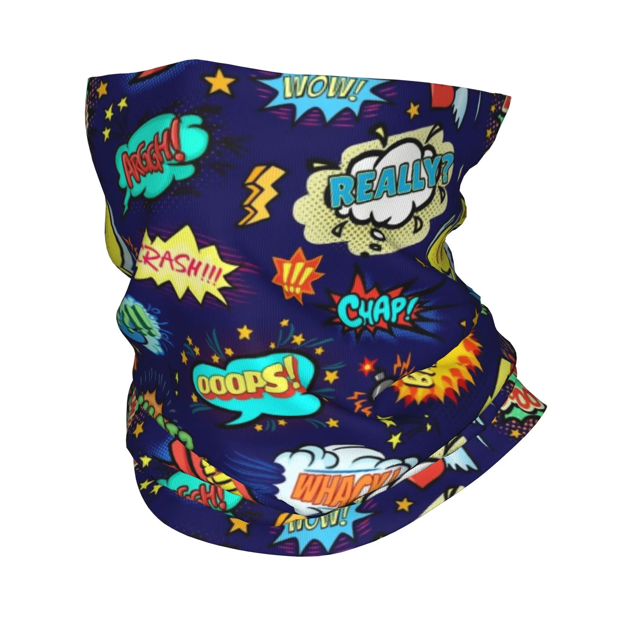 Custom Vintage Comic Book Winter Headband Neck Warmer Women Men Ski Hunting Tube Scarf  Face Bandana Gaiter