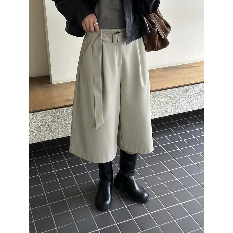 

2025 Autumn New High-Waisted Slimming Versatile Leather Pants Women's High-End Slimming Loose Wide-leg Pants Pants