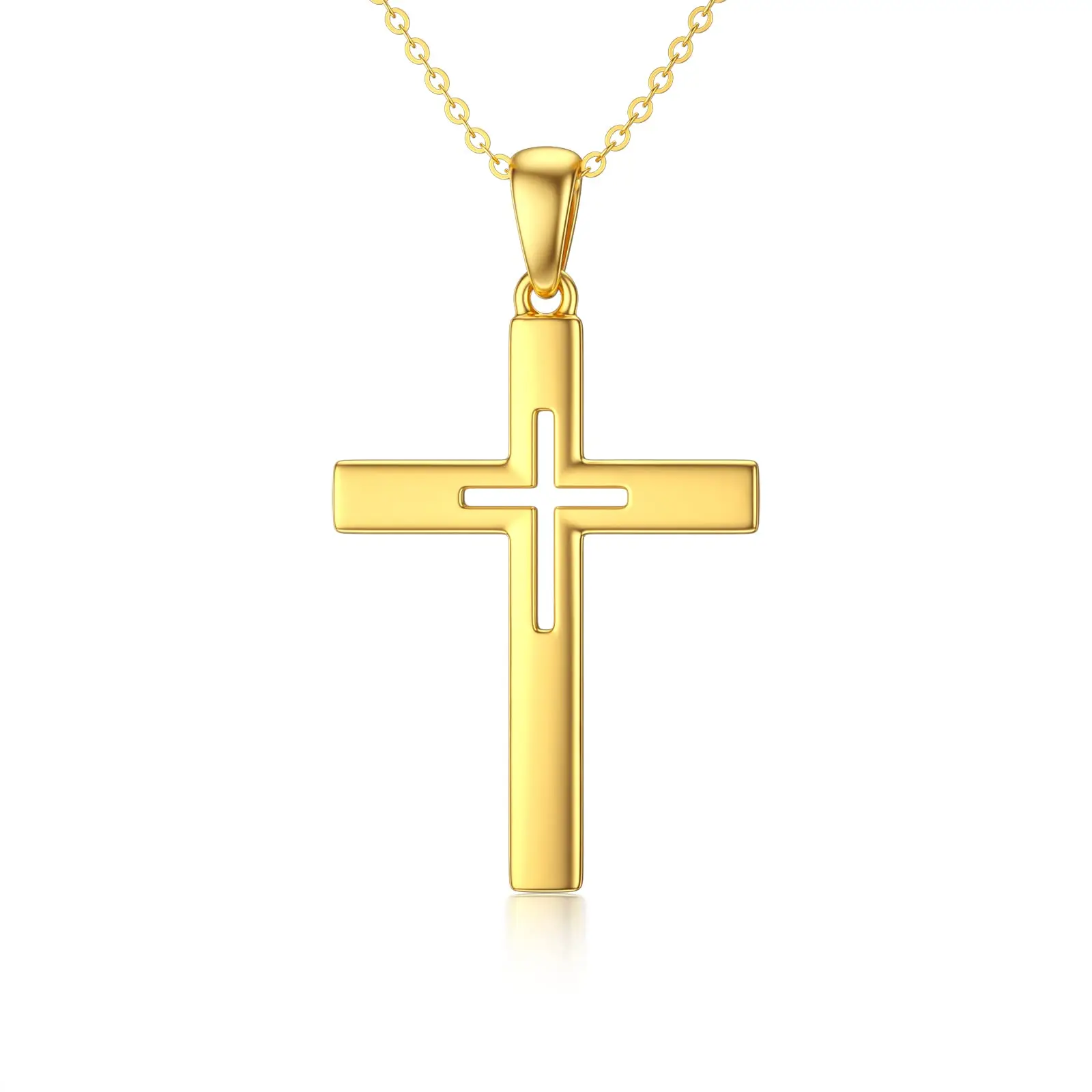 

YFN 14K Solid Gold Cross Necklace for Women Yellow Gold Cross Pendant Necklaces Religious Jewelry Anniversary Birthday Gifts