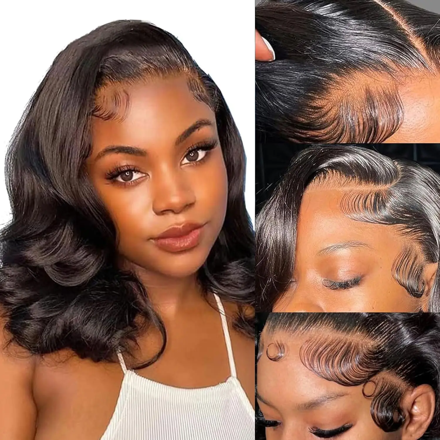 

Парик Боб из натуральных волос, предварительно выщипанные, 13x4, объемная волна, HD, кружевные передние парики Боб, плотность 200, короткие парики Боб для женщин, парики из человеческих волос