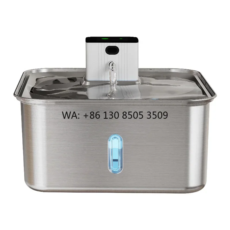 Smart Rechargeable All Stainless Steel Pet Water Dispenser Large 7L Automatic Dog Bowl Solid PC Unplugged Charge Water Bottle
