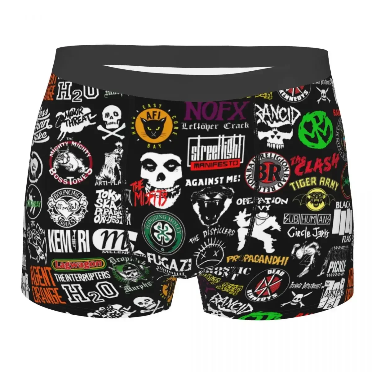 Custom Fashion Rock Punk Band Misfits Pattern Boxers Shorts Panties Men's Underpants Comfortable Heavy Metal Briefs Underwear