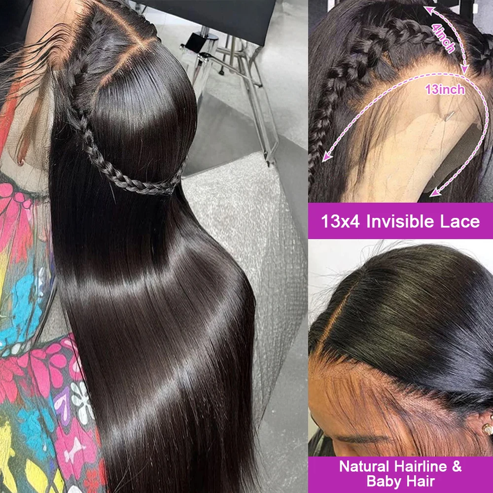 300 الكثافة 13x6 HD العظام مستقيم الدانتيل الجبهة الباروكات شعر الإنسان البرازيلي 40 بوصة 13x4 360 الدانتيل أمامي خصلات الشعر المستعار الإنسان للنساء